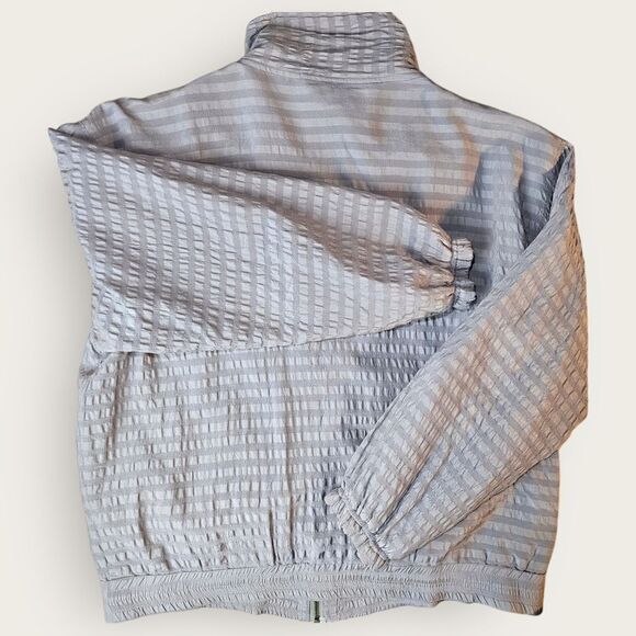 Vintage Passion Collections Oversized Silk Neutral Beige Zip Jacket Large - Picture 11 of 13